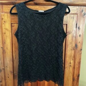 East 5th women’s Black floral Lace sleeveless Blouse size L NWOT